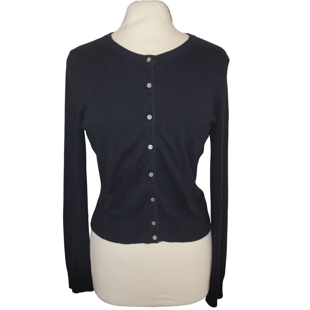 Lilly Pulitzer Black Slim Fitted Pearlized Button Preppy Cardigan Sweater L